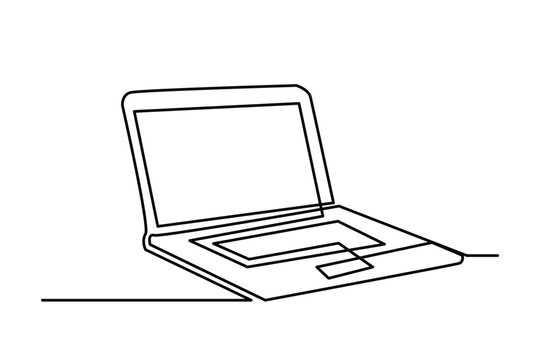 continuous line drawing of a laptop computer
