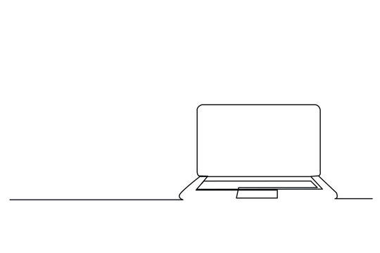 recommend clip art: continuous line drawing of a laptop computer
