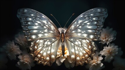 Fototapeta na wymiar a large butterfly with white wings and glowing wings on it's wings. generative ai