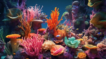 Fototapeta na wymiar a large aquarium filled with lots of different types of corals. generative ai