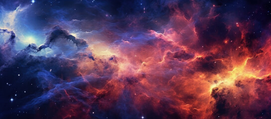 Fototapeta na wymiar Cosmos Exploration: Colorful Space Galaxy Cloud Nebula in Astrophysics Background Wallpaper