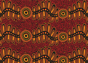 A vector aboriginal dot art patterns background