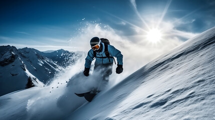 Skiing. Snowboarding. Extreme winter sports. Generative ai.