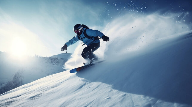 Skiing. Snowboarding. Extreme winter sports. Generative ai.