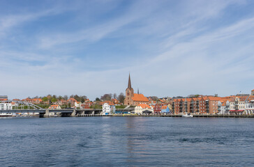 City view of Sondersborg in Denmark from the water