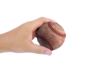 Baseball in hand, transparent background