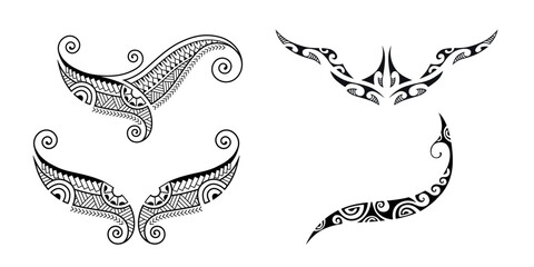 Set of Tattoo maori design. Art tribal tattoo collection. Vector sketch of a tattoo maori.	 - obrazy, fototapety, plakaty