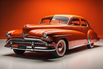 Obraz na płótnie Canvas Classic car on a orange background. generative ai