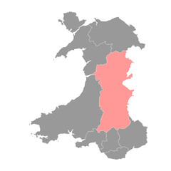 Powys county, Wales. Vector illustration.