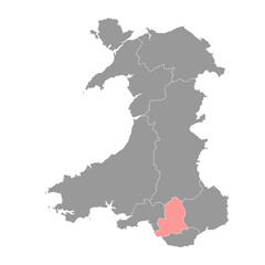 Mid Glamorgan county, Wales. Vector illustration.