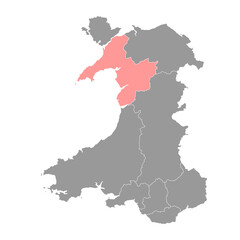 Gwynedd county, Wales. Vector illustration.