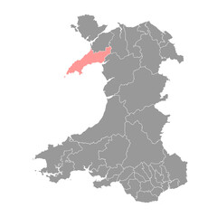 Dwyfor map, district of Wales. Vector illustration.