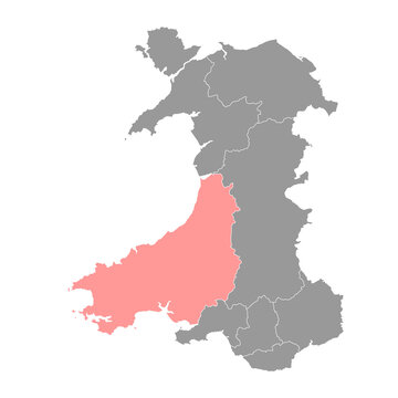 Dyfed county, Wales. Vector illustration.