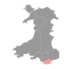 South Glamorgan county, Wales. Vector illustration.