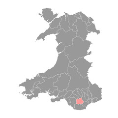 Fototapeta na wymiar Taff Ely map, district of Wales. Vector illustration.