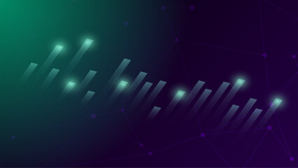Colorful Stock Market Trading Background With Glowing Light. Wallpaper. Finance Banner. Graph. Vector Illustration