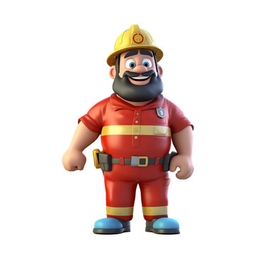 3d character of a fireman