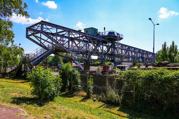 Fototapeta premium Old dam on the Marne river in the city of Meaux in the French department of Seine et Marne in Paris region, France - Hydroelectricity plant being dismantled