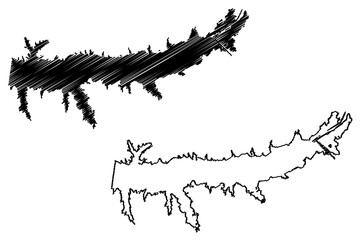 Lake Enid Reservoir (United States of America, North America, us, usa, Mississippi) map vector illustration, scribble sketch Enid Dam map