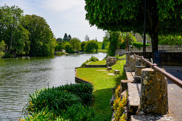 Riverbank of the Loing river in Nemours, a small town in the south of the Seine et Marne department...