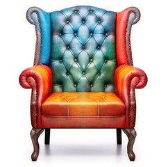 Colorful leather chair on a white background