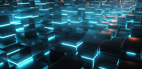 Obraz premium Modern digital abstract 3D background. Copy space. Can be used in the description of network abilities, technological processes, digital storages, science, education, etc.