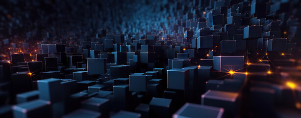 Obraz premium Modern digital abstract 3D background. Copy space. Can be used in the description of network abilities, technological processes, digital storages, science, education, etc.