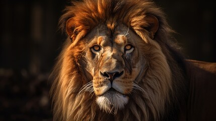 Fototapeta na wymiar a close up of a lion with a blurry background. generative ai