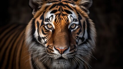 Fototapeta na wymiar a close up of a tiger's face with a black background. generative ai