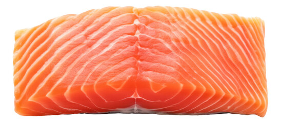Piece of raw salmon fillet isolated. Generative AI. - obrazy, fototapety, plakaty