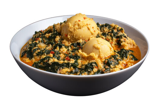 Egusi soup on transparent background. Generative AI.