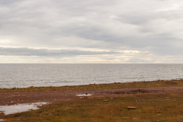 Background on the White Sea coast near Cape Ship. Amethyst Coast