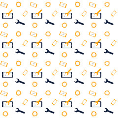 Fototapeta premium seamless pattern. Smartphone, mobile, gear, wrench