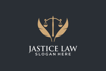 Law logo for justice, lawyer, law firm company vector template