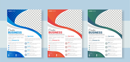 a4 flyer template, modern template, in blue color, and modern design, perfect for creative professional business