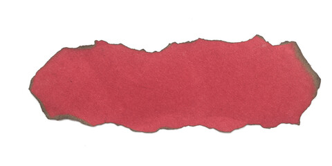 red color paper burn for text message on transparent background