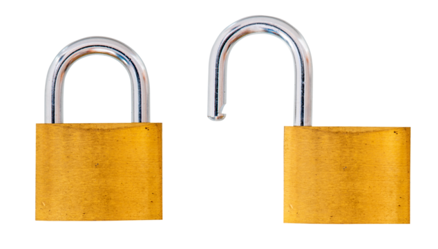 open and locked padlock - Powered by Adobe