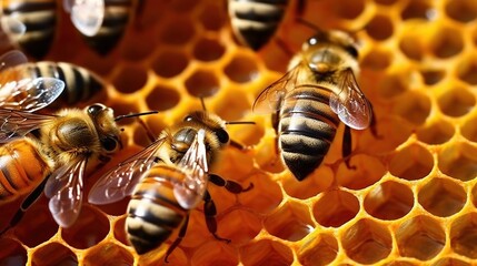 Beehives in Beehives produce healthy fresh honey. Generative AI