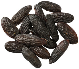 Tonka beans isolated on white background, top view.