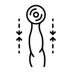 One-Arm Overhead Press vector outline icon design, Healthy lifestyle symbol, Calisthenics sign, Circuit training equipment stock illustration, Dumbbell Shoulder Press concept