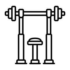 Home Gym weight training bench vector icon design, Healthy lifestyle symbol, Calisthenics sign, Circuit training equipment stock illustration, Bench Press with Stool concept