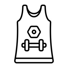 Retro Style Summer tank top vector outline icon design, Healthy lifestyle symbol, Calisthenics sign, Circuit training equipment stock illustration, Mens sleeveless outfit concept