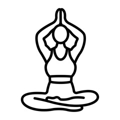 Meditative postures vector outline icon design, Healthy lifestyle symbol, Calisthenics sign, Circuit training equipment stock illustration, cross legs seated meditation pose concept