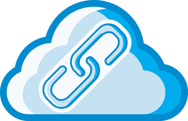 Cloud icon with chain symbol, depicting system connection and integration in the cloud. This design can be used as a decorative illustration with the theme of cloud computing.