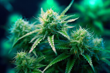 cannabis branches with a bump, close-up of a medical marijuana plant generative ai