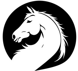 Horse logo design in black, vector illustration of a stallion 