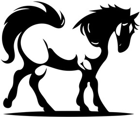 Horse logo design in black, vector illustration of a stallion 