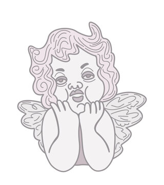 Cupid angel. Vector illustration in pastel colors isolated on white background.