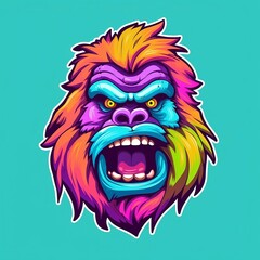 Obraz premium Gorilla cool and colourful logo. Created using generative AI