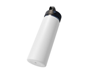 Blank White Hydro Flask Bottle packaging isolated on transparent background, prepared for mockup, 3D render.